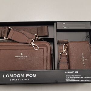 London Fog Brown 4-in-1 Women's Bag and Wallet Set